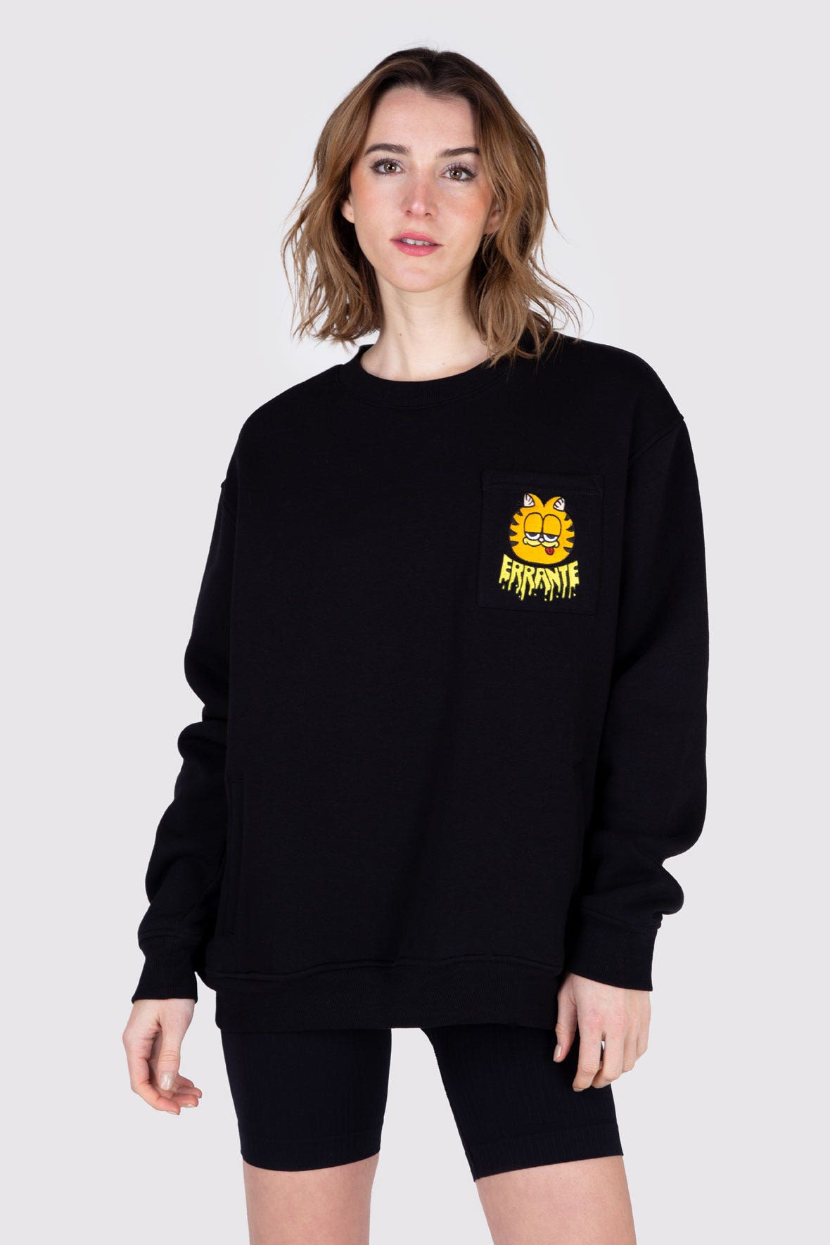 Poleron Crew Neck Garfield Wandering Whisker Negro ERRANTE 