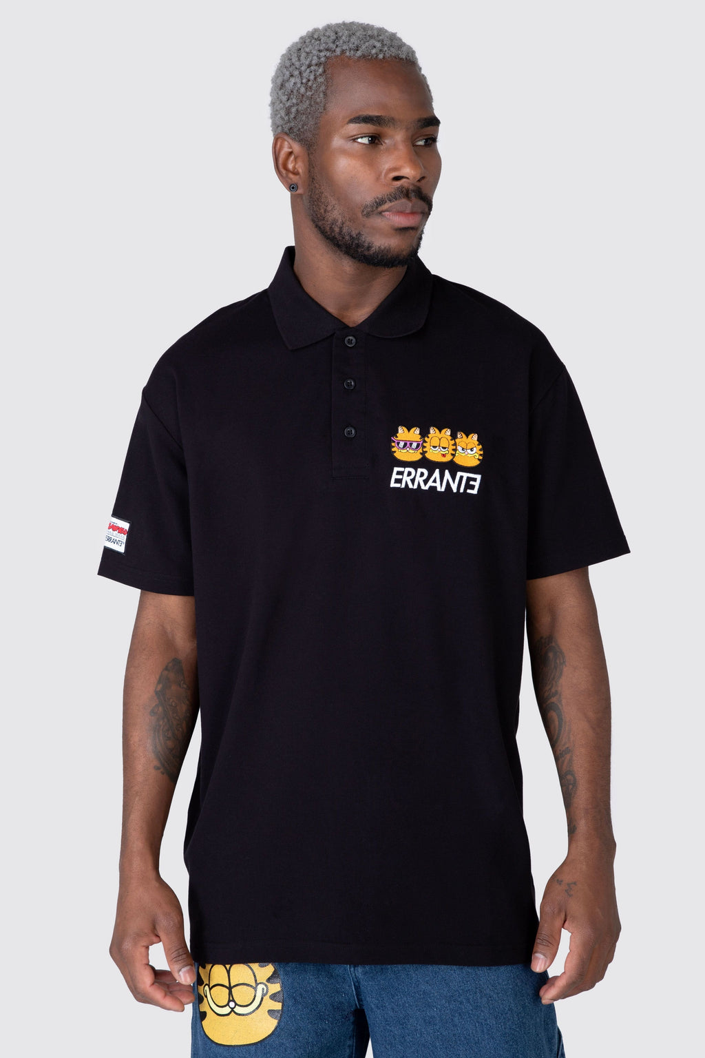 Polera M/C Pique Garfield Triple Ego Negro ERRANTE 