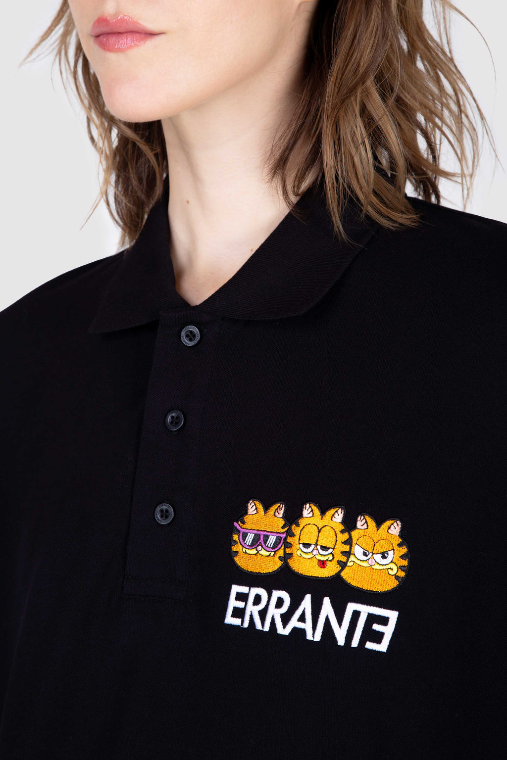 Polera M/C Pique Garfield Triple Ego Negro ERRANTE 