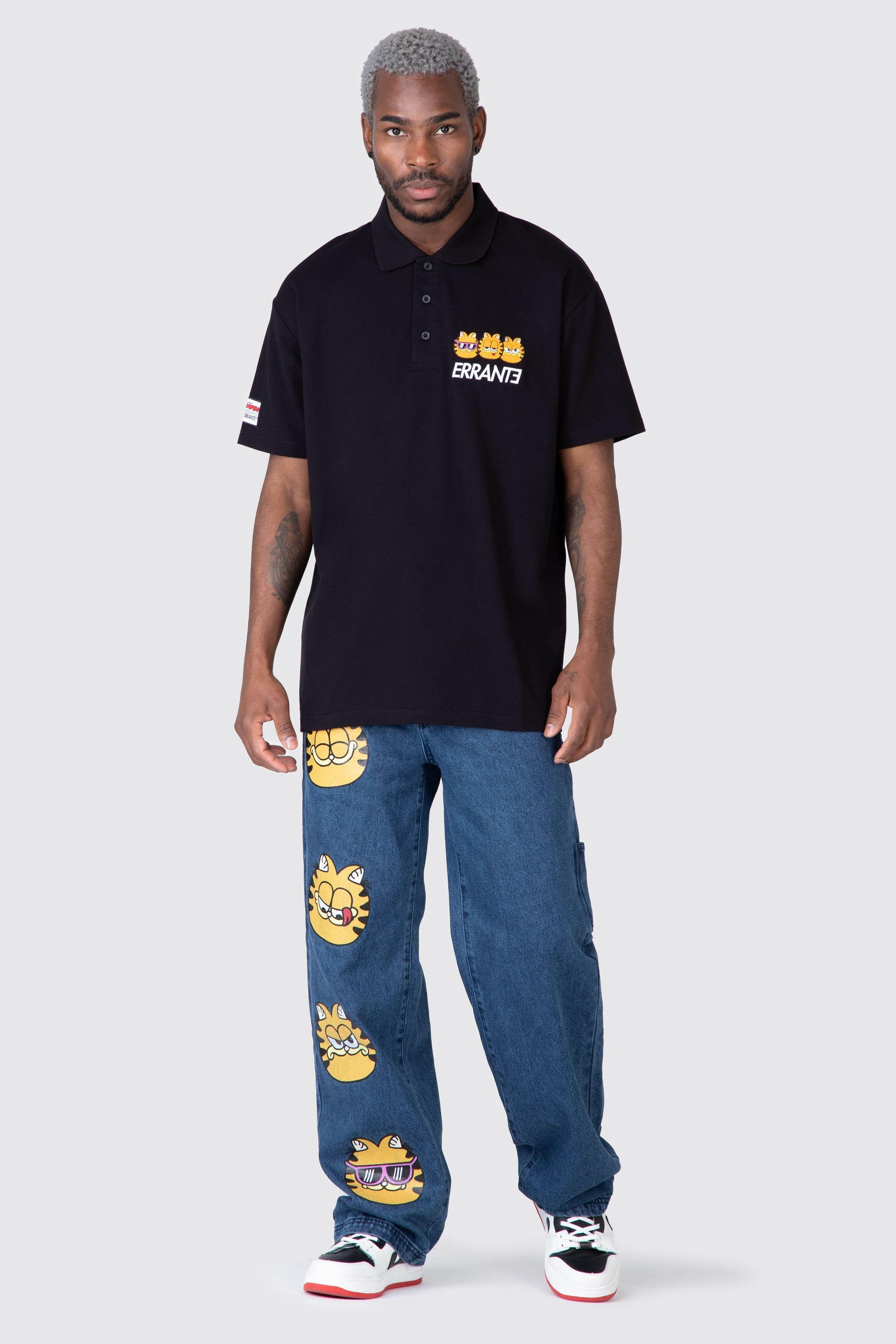 Polera M/C Pique Garfield Triple Ego Negro ERRANTE 