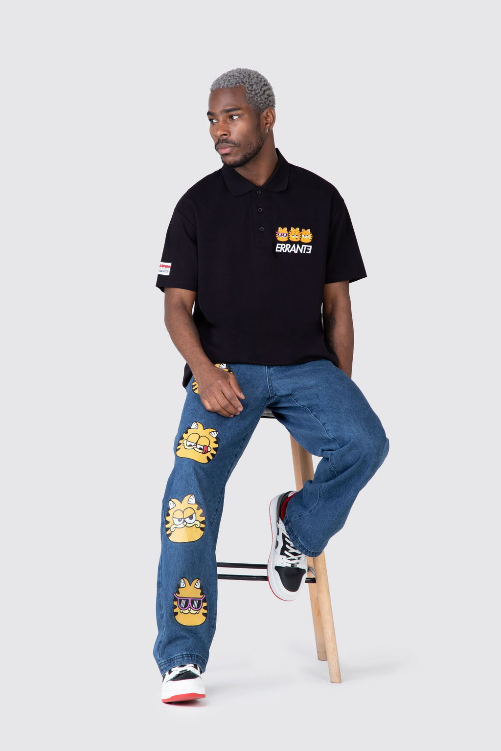 Polera M/C Pique Garfield Triple Ego Negro ERRANTE 