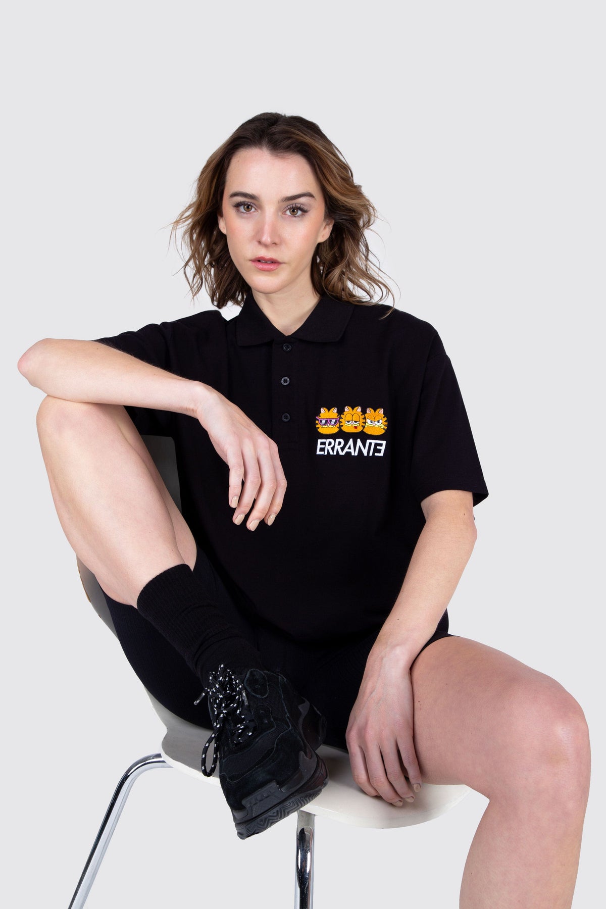 Polera M/C Pique Garfield Triple Ego Negro ERRANTE 