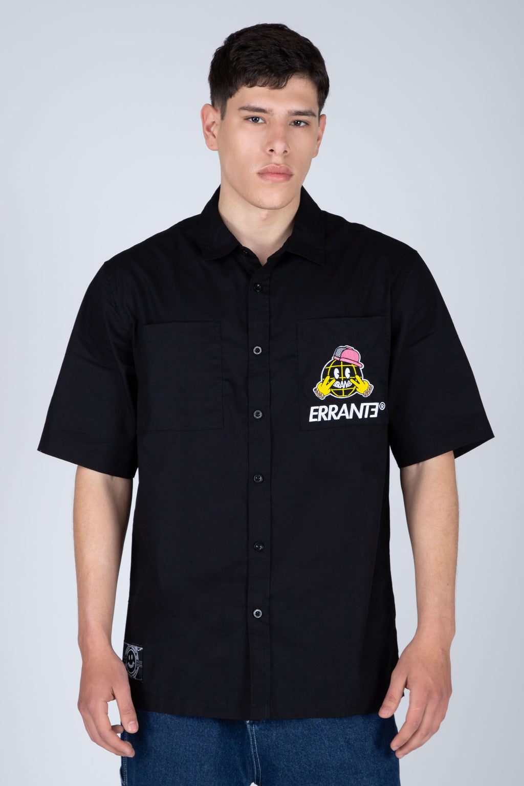 Camisa Half Zip M/C 8Cinco Negro ERRANTE