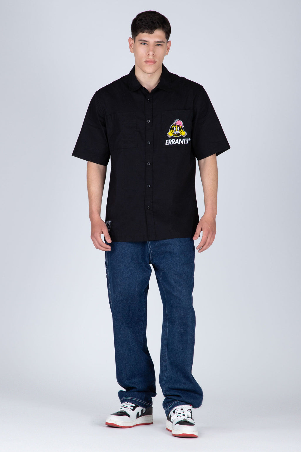 Camisa Half Zip M/C 8Cinco Negro ERRANTE