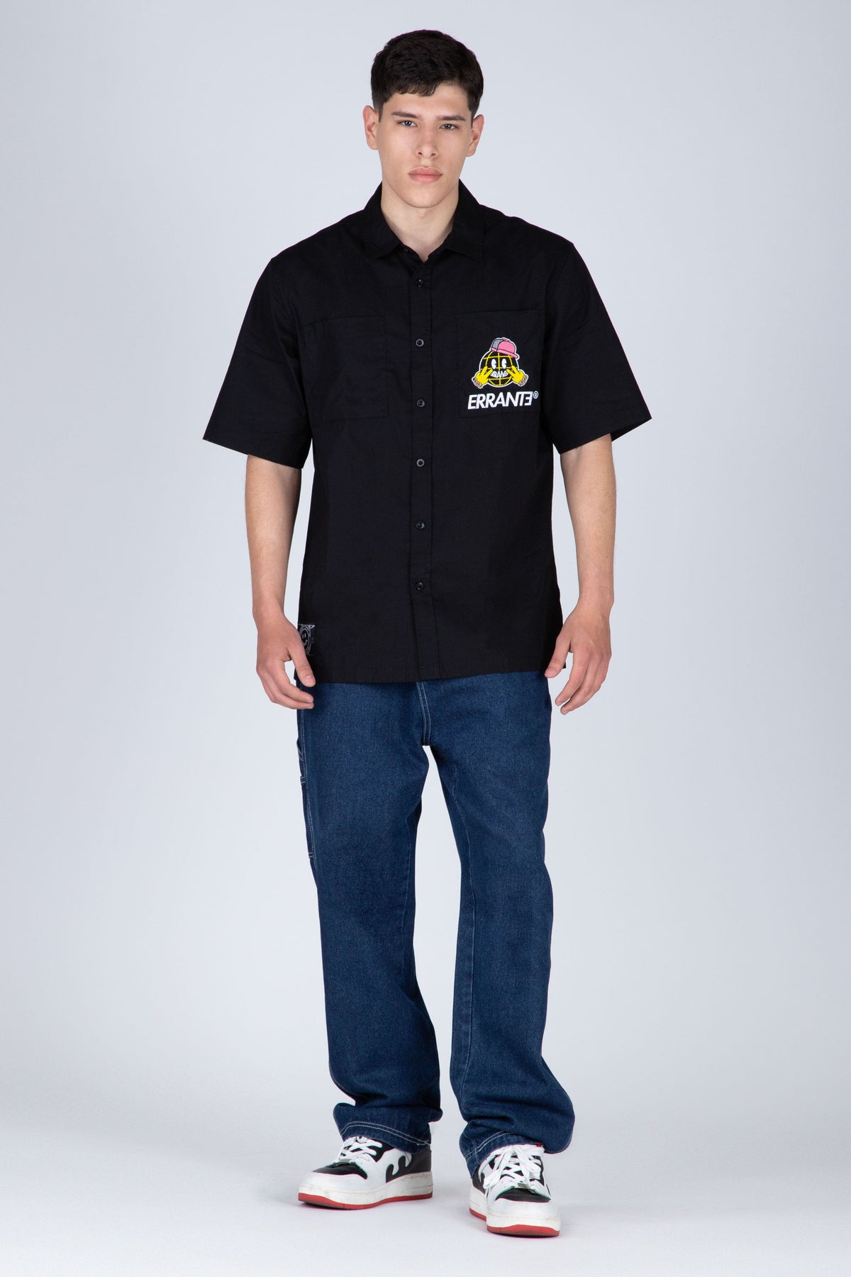 Camisa Half Zip M/C 8Cinco Negro ERRANTE