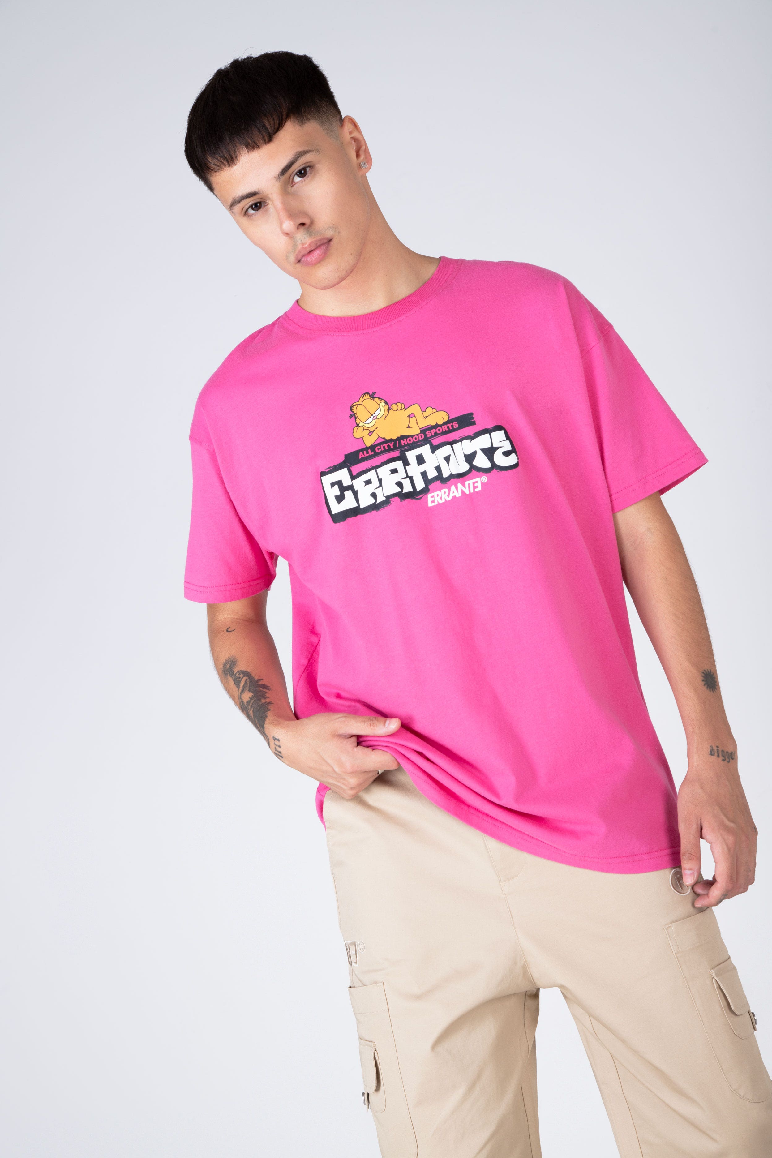 Polera M/C Garfield Cat World Rosado ERRANTE