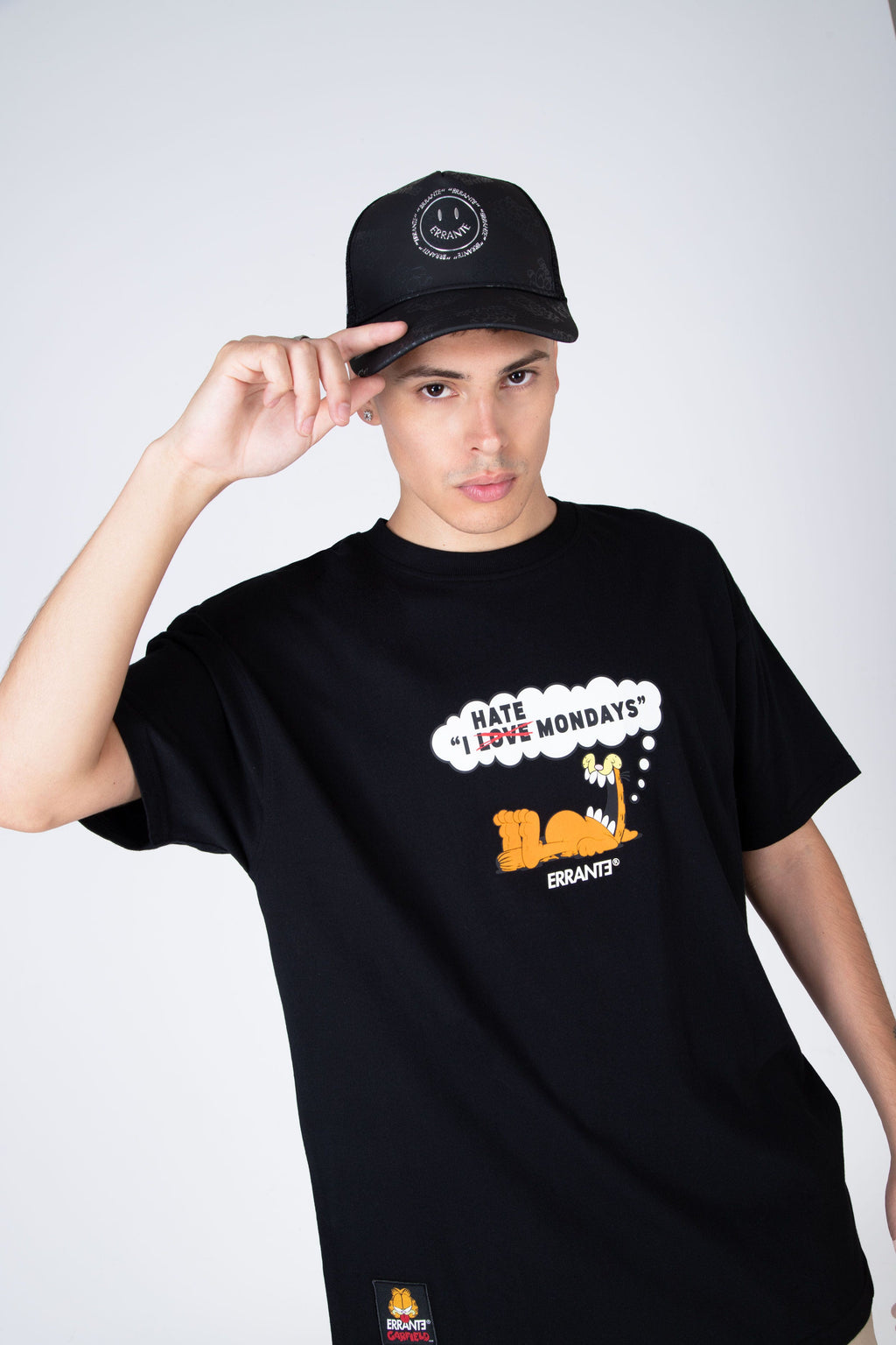 Polera M/C Garfield Hate Mondays Negro ERRANTE