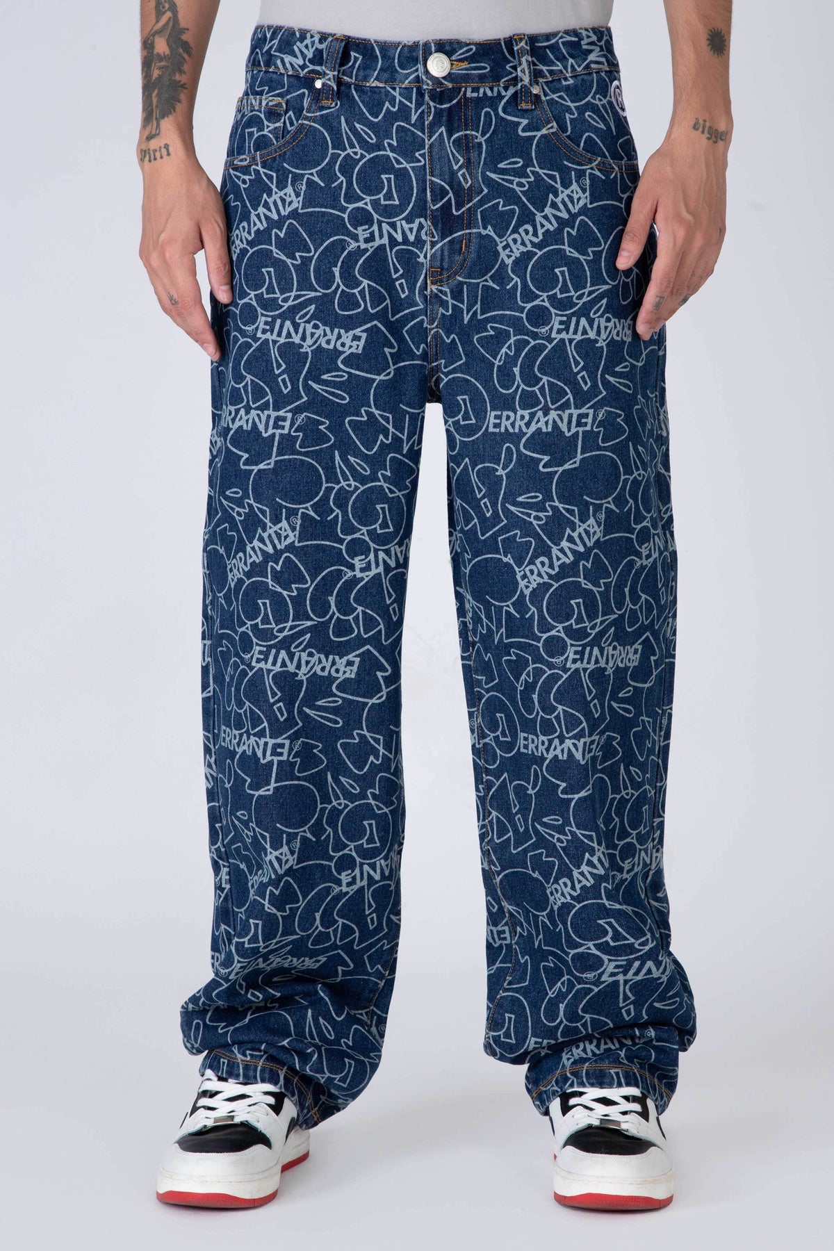 Jeans Denim All Over Azul ERRANTE