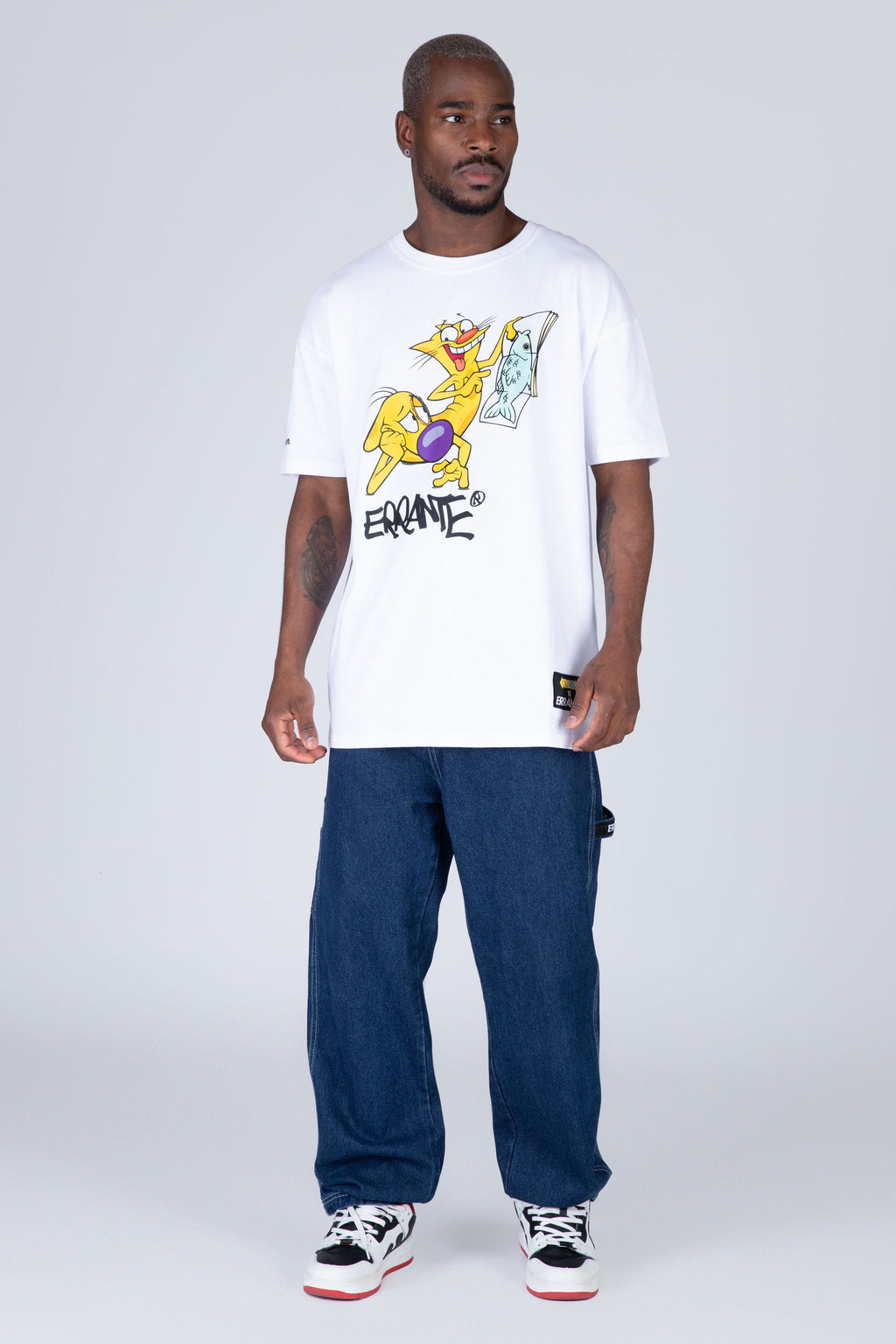 Polera Manga Corta Catdog Magazine Blanco ERRANTE