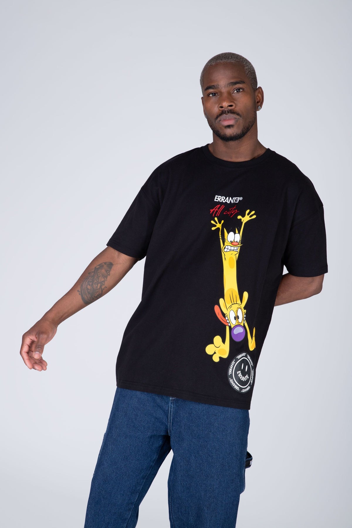 Polera Manga Corta Catdog Siamese Negro ERRANTE