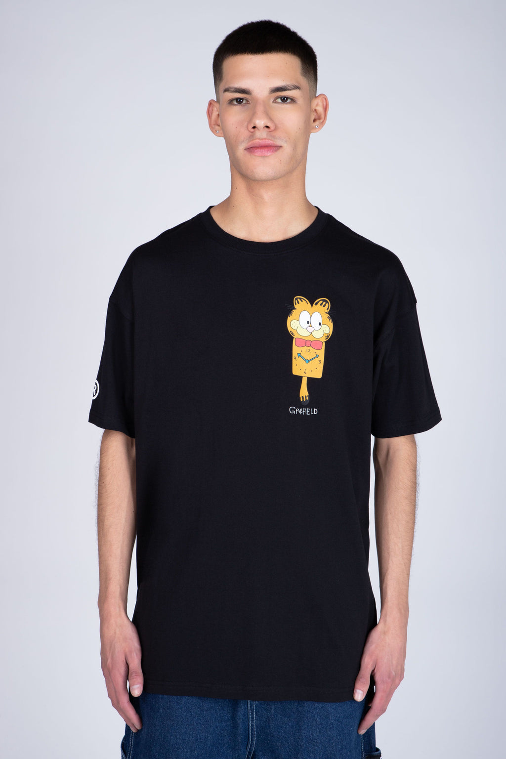 Polera Manga Corta Garfield O'Clock Negro ERRANTE