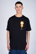 Polera Manga Corta Garfield O'Clock Negro ERRANTE