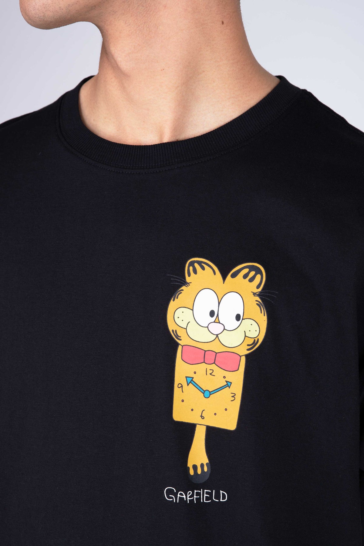 Polera Manga Corta Garfield O'Clock Negro ERRANTE