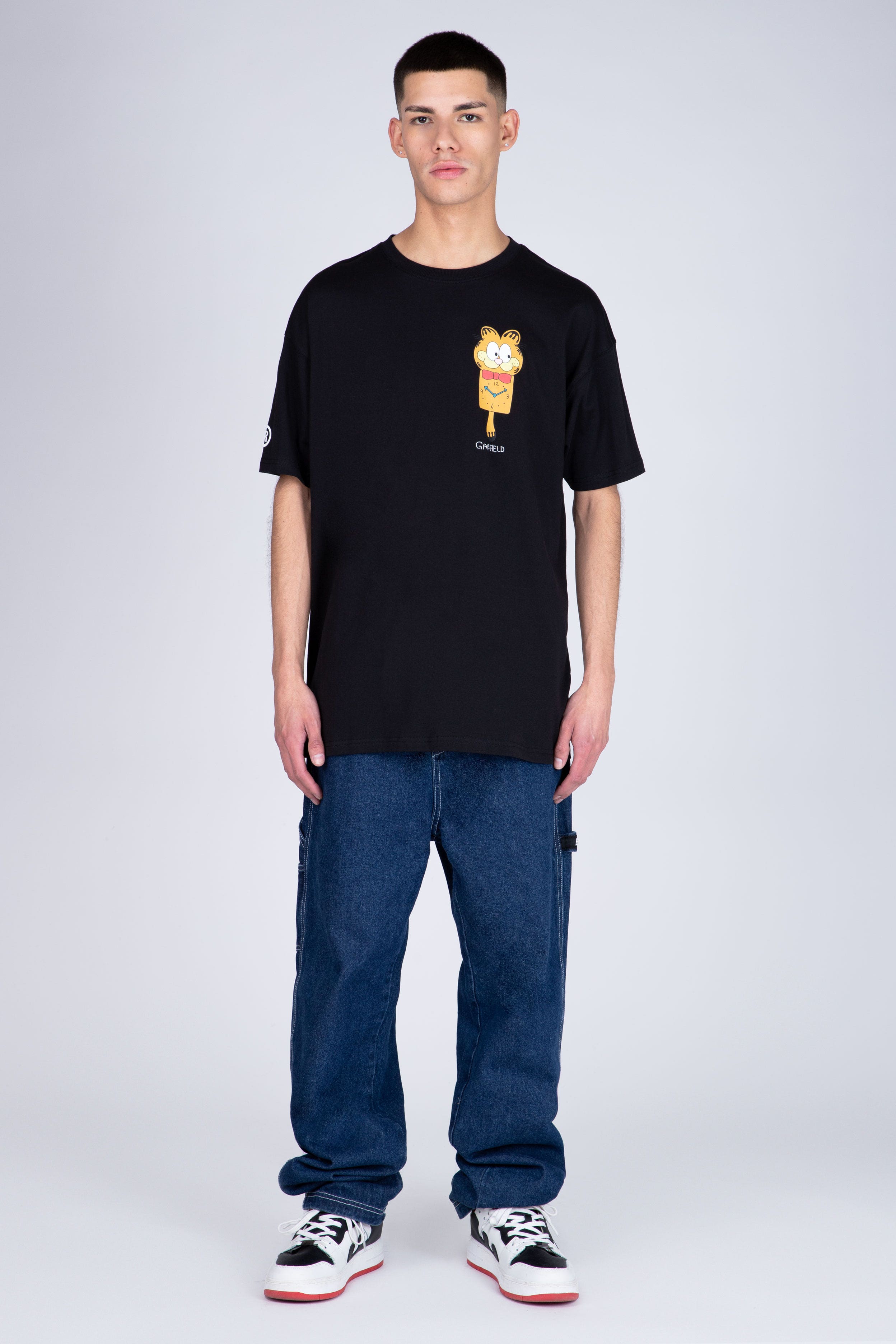 Polera Manga Corta Garfield O'Clock Negro ERRANTE