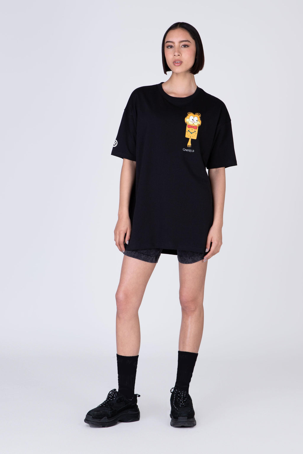 Polera Manga Corta Garfield O'Clock Negro ERRANTE