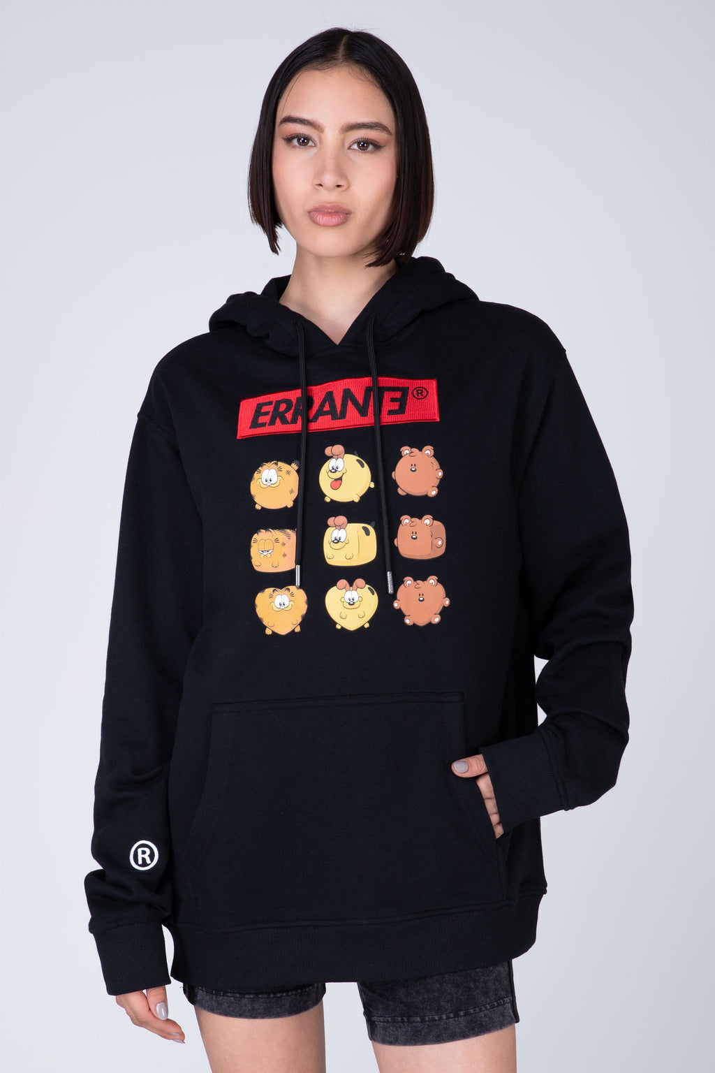 Poleron Hood Garfield Stuffed Negro ERRANTE