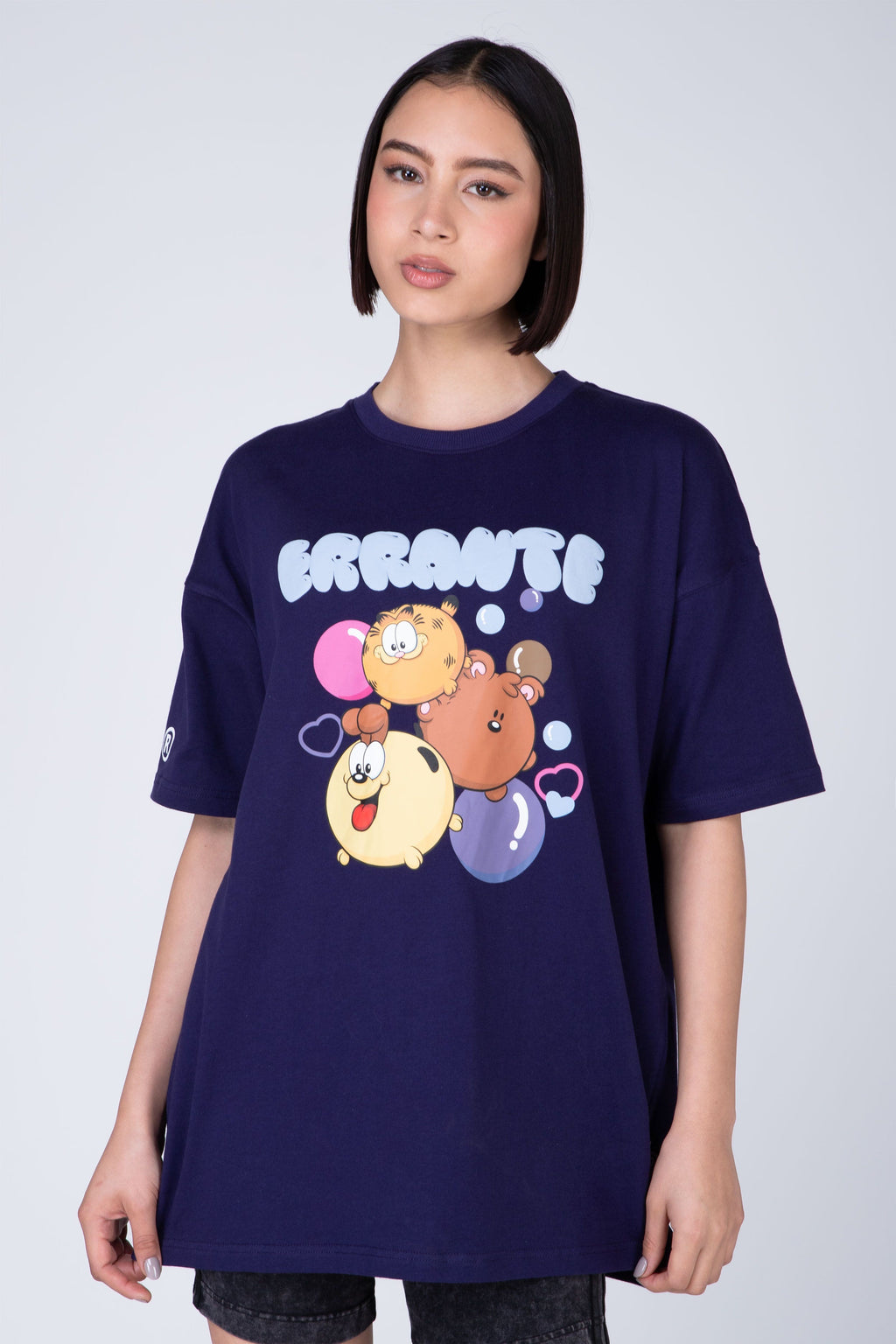 Polera Manga Corta Garfield Positivity Morado ERRANTE