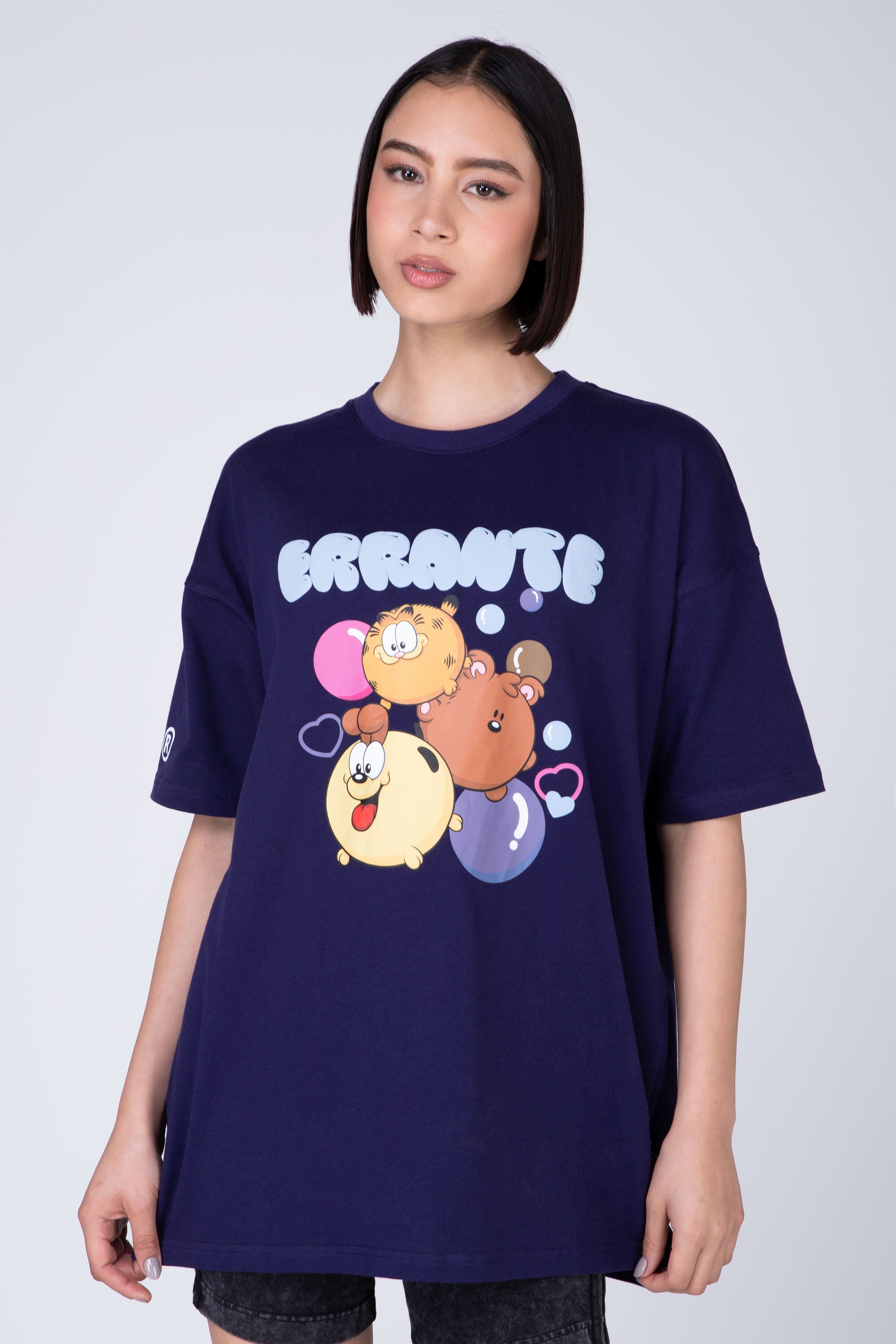 Polera Manga Corta Garfield Positivity Morado ERRANTE