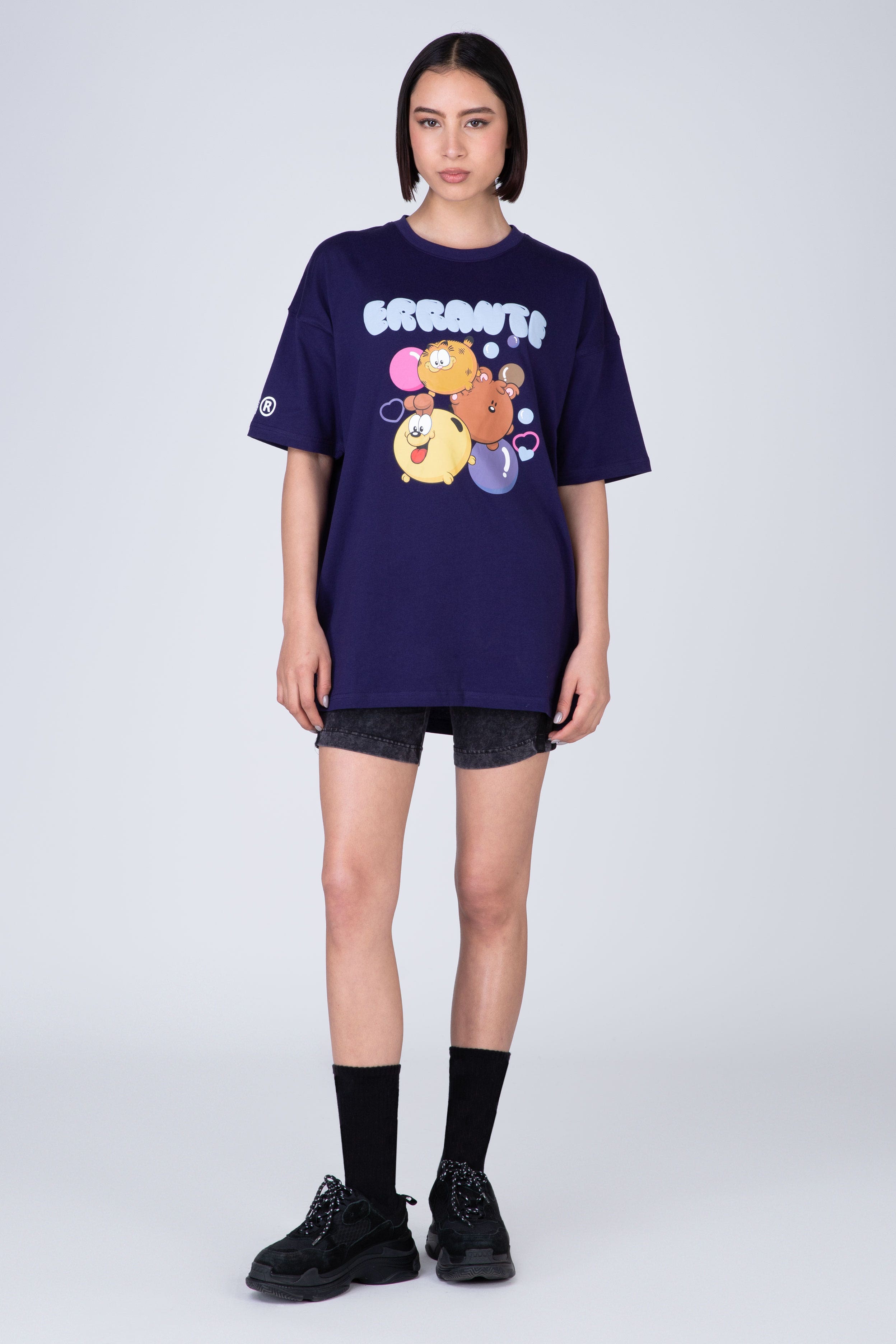 Polera Manga Corta Garfield Positivity Morado ERRANTE