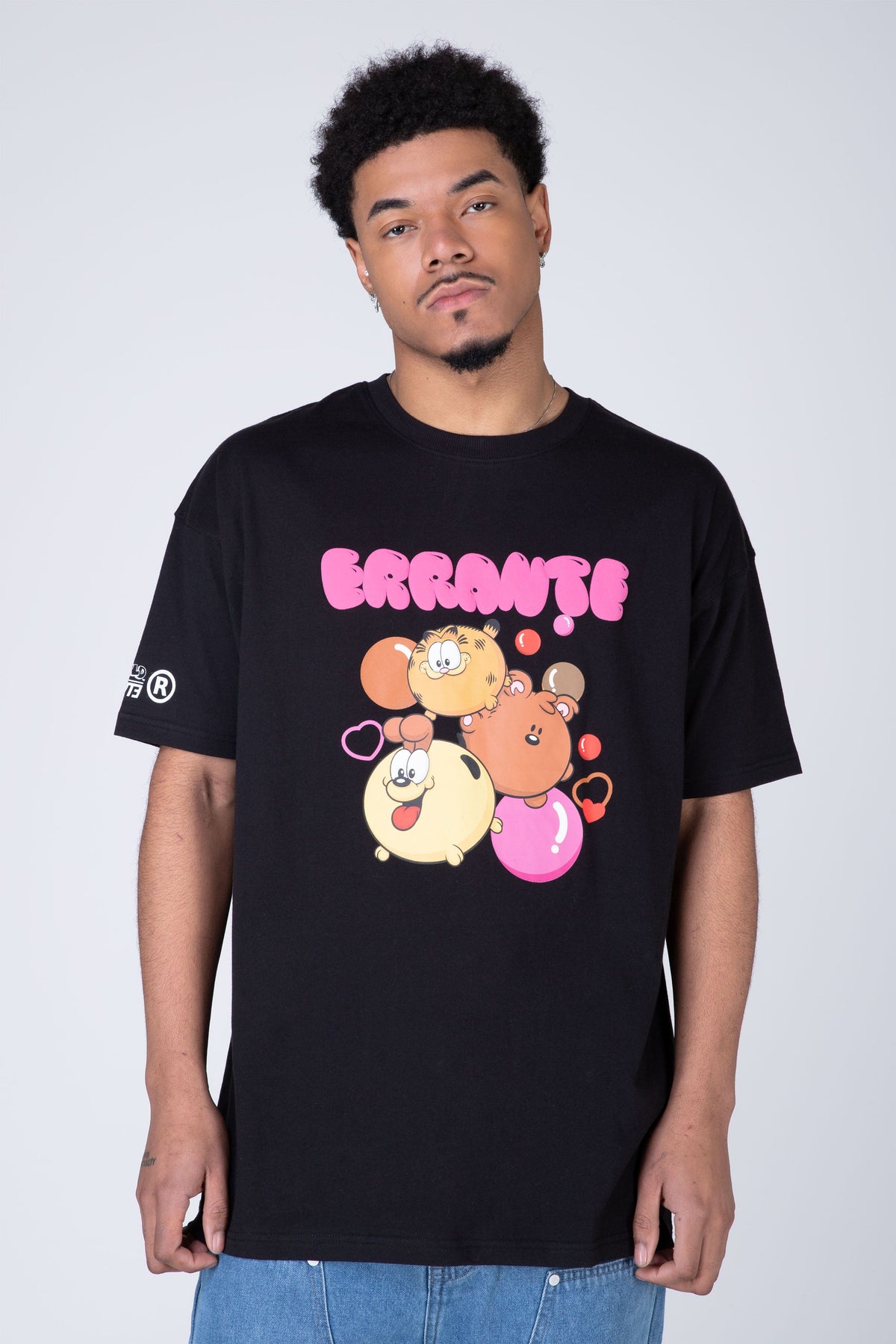 Polera Manga Corta Garfield Positivity Negro ERRANTE