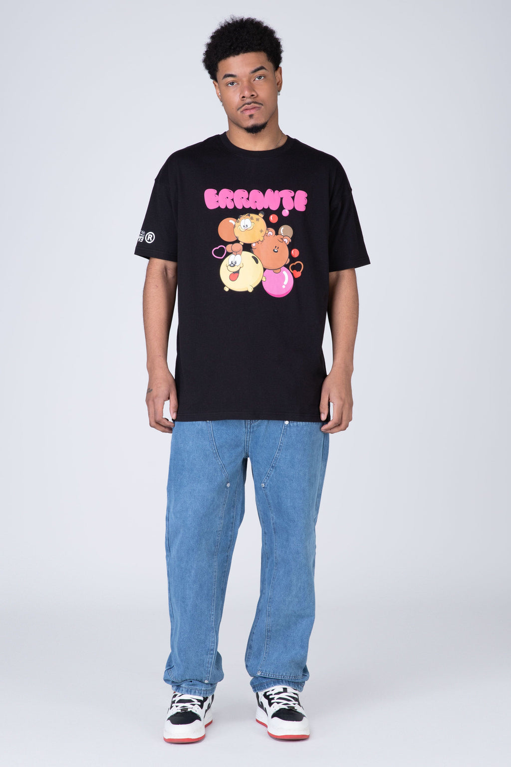 Polera Manga Corta Garfield Positivity Negro ERRANTE