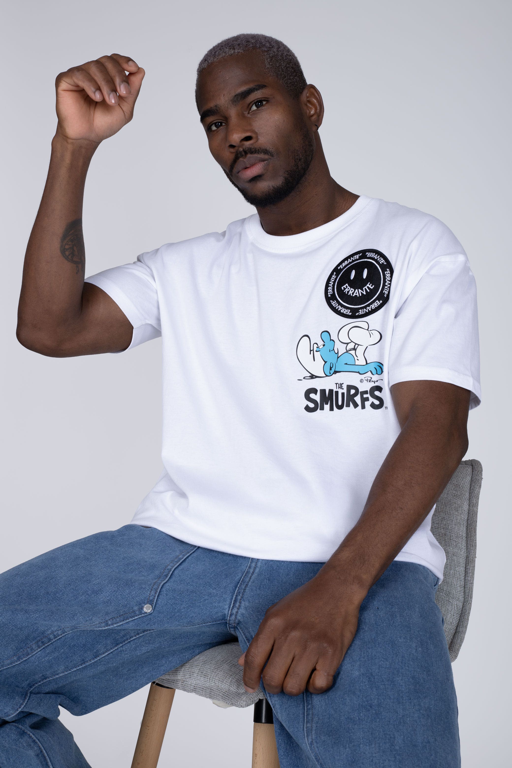 Polera Manga Corta Pitufos Bubbly Blanco ERRANTE