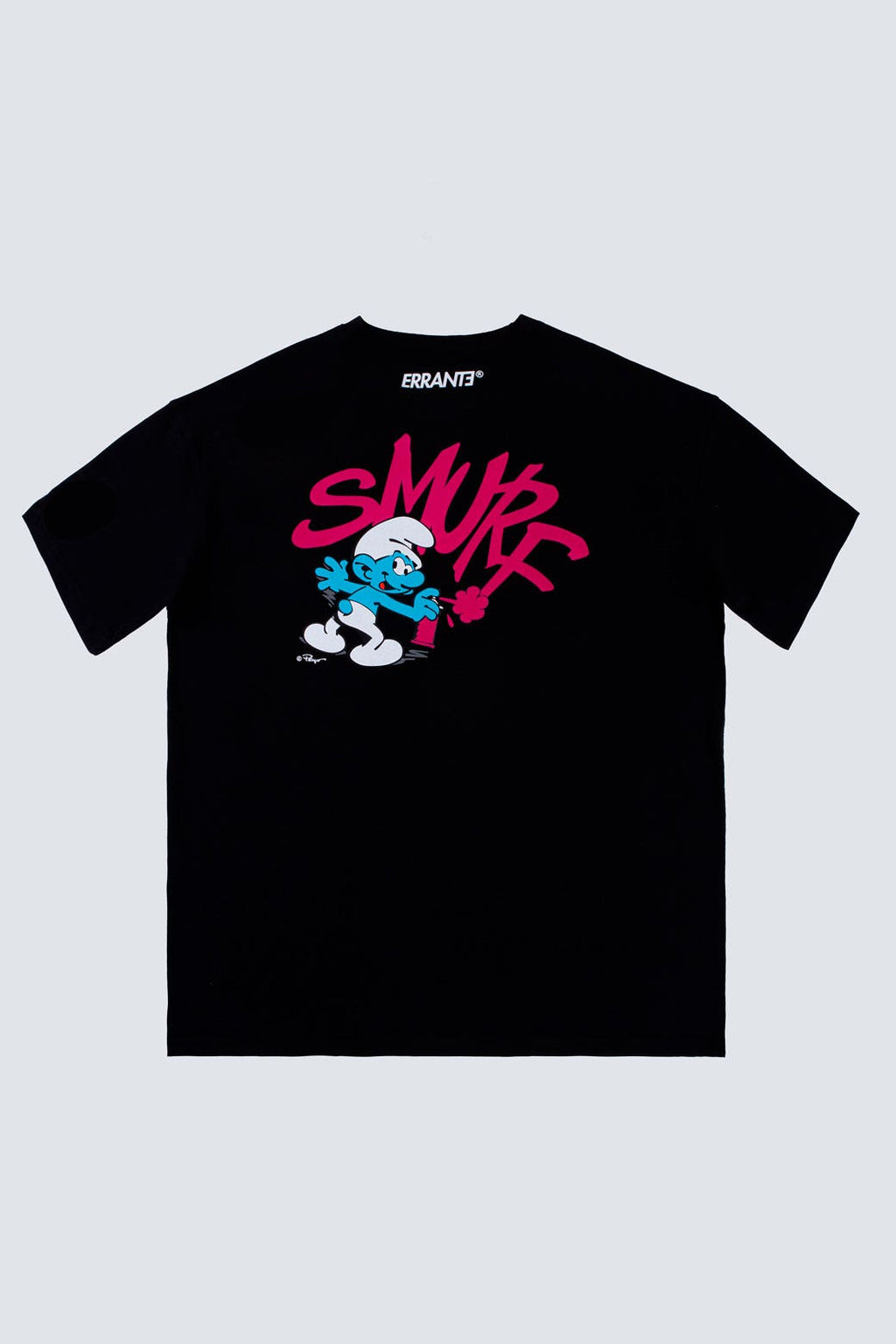 Polera Manga Corta Pitufos Smurfspray Negro ERRANTE