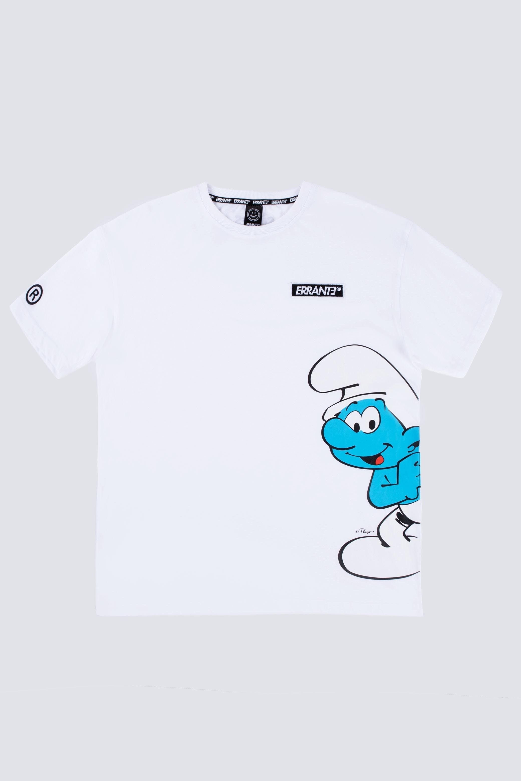 Polera Manga Corta Pitufos Peeking Blanco ERRANTE