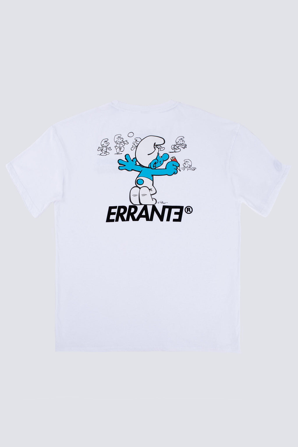 Polera Manga Corta Pitufos Sketch Blanco ERRANTE