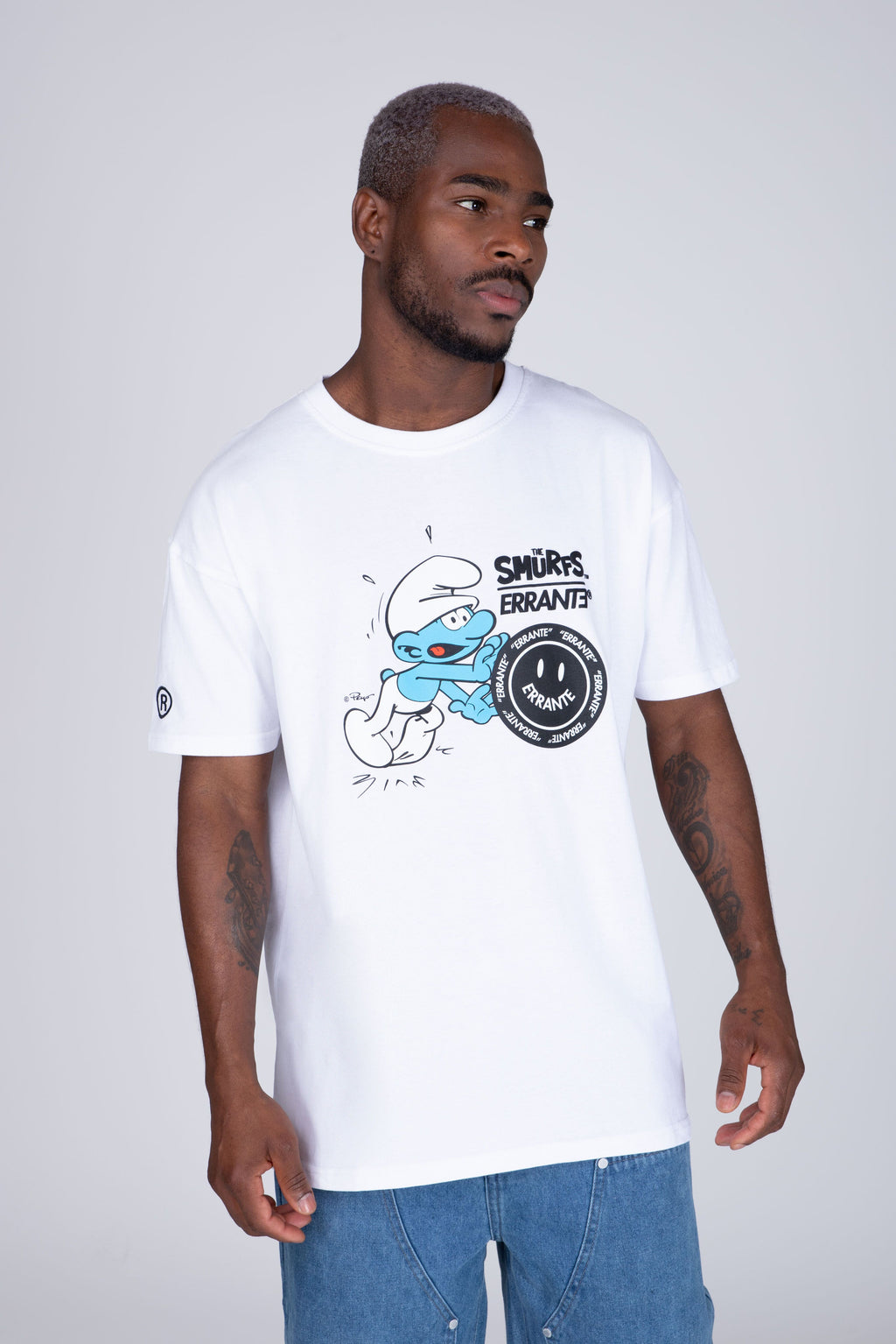 Polera Manga Corta Pitufos Smurfsrrante Blanco ERRANTE
