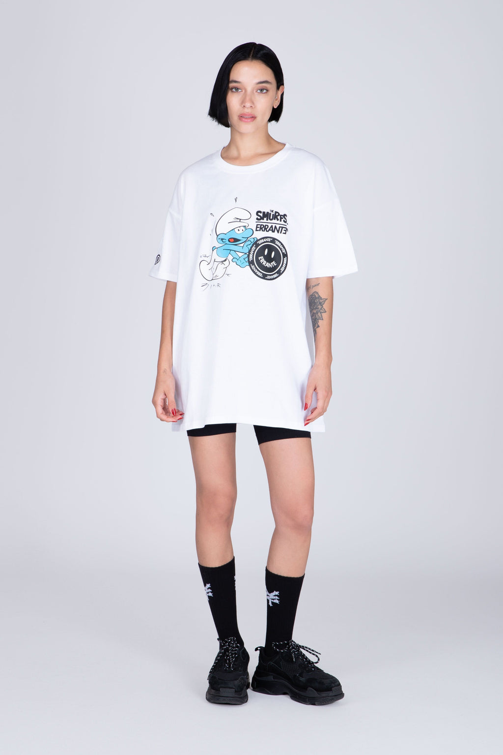 Polera Manga Corta Pitufos Smurfsrrante Blanco ERRANTE
