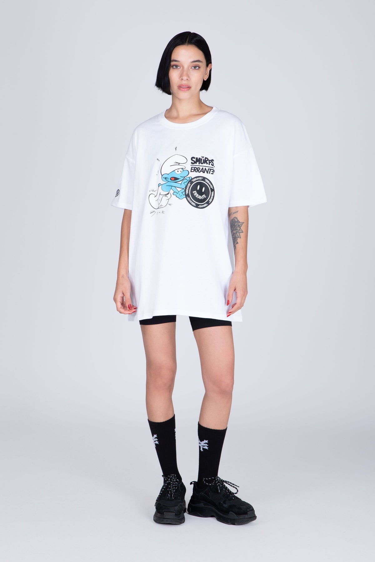 Polera Manga Corta Pitufos Smurfsrrante Blanco ERRANTE