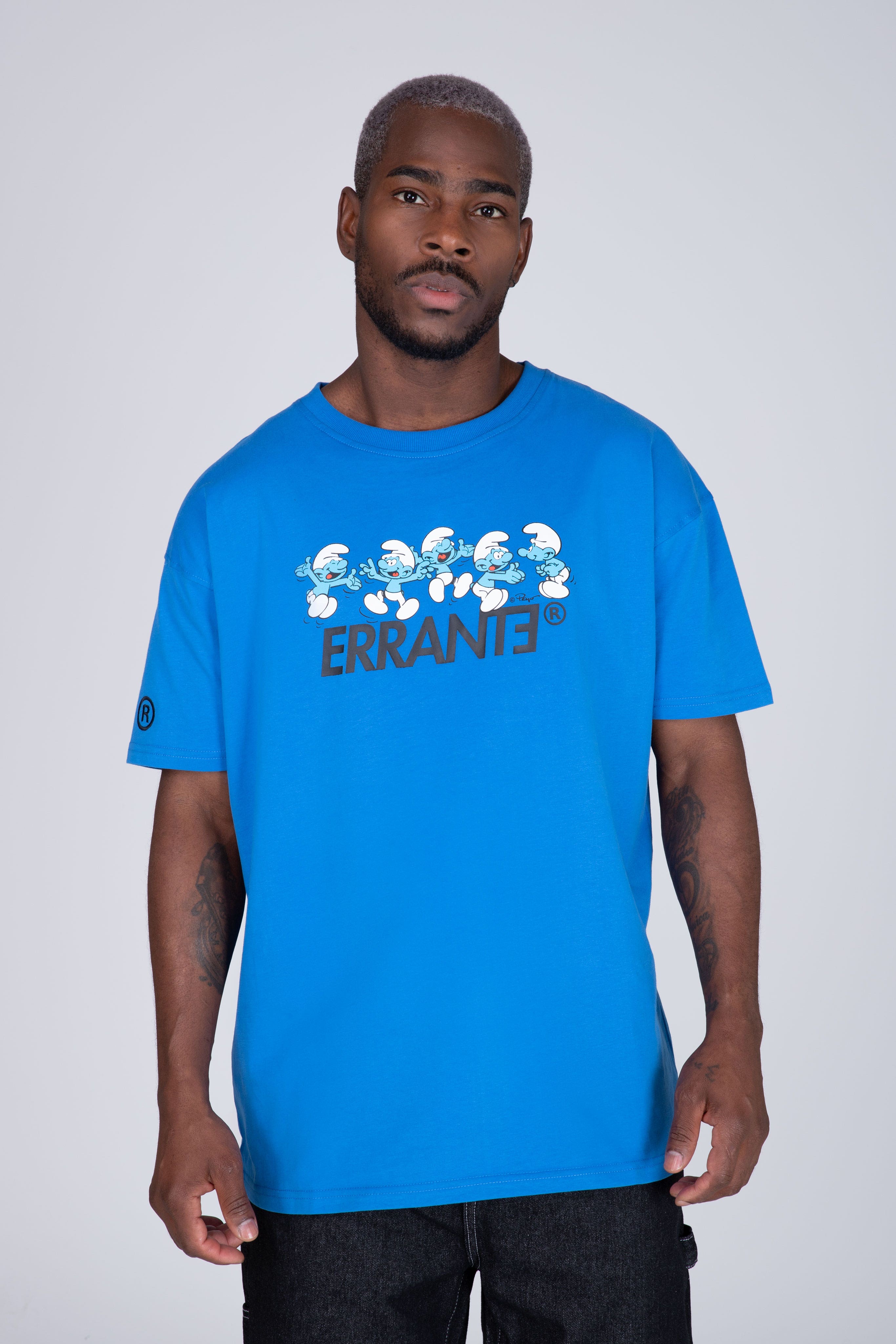 Polera Manga Corta Pitufos Village Azul ERRANTE