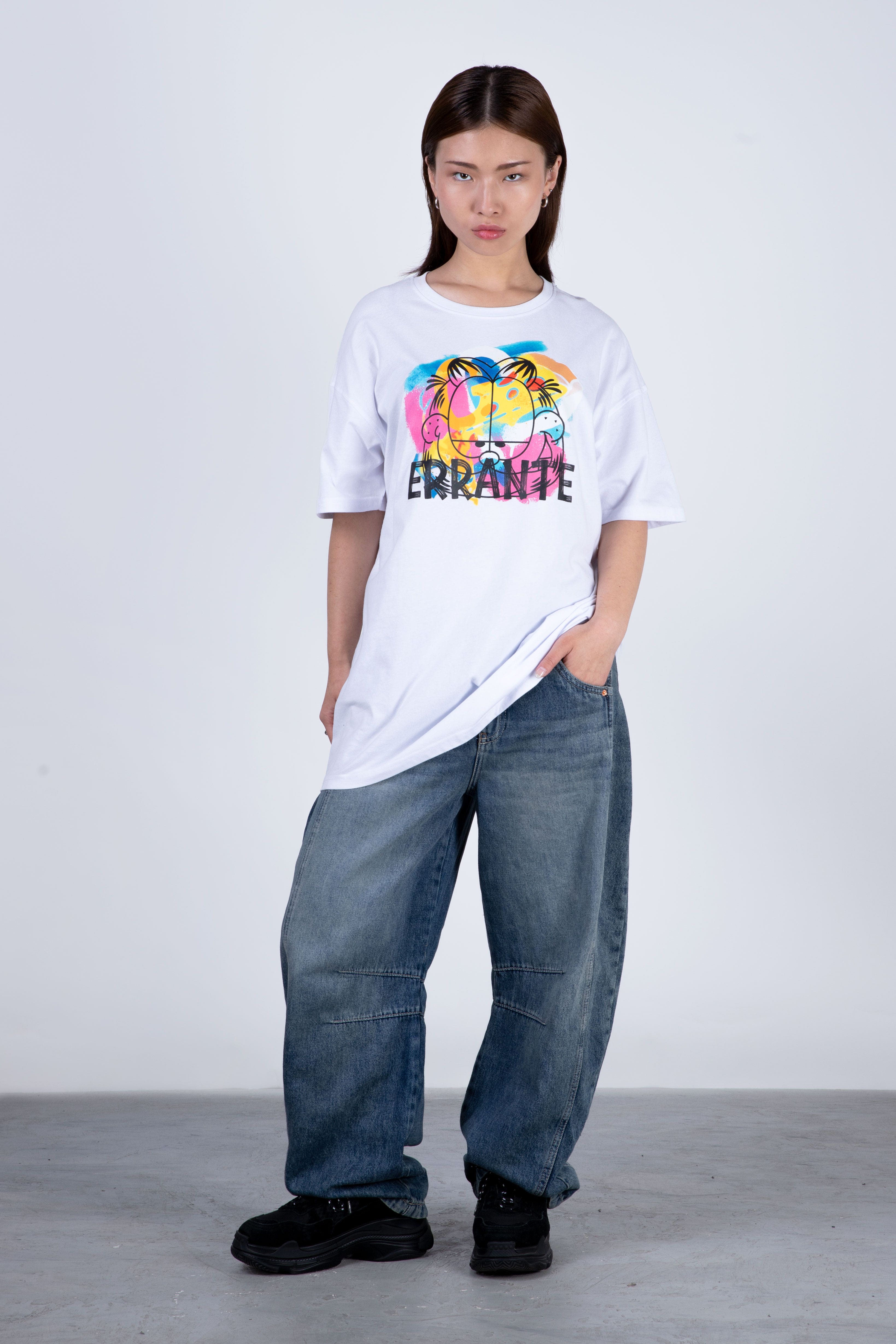 Polera Manga Corta Garfield Rainbow Blanco ERRANTE