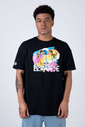 Polera Manga Corta Garfield Rainbow Negro ERRANTE