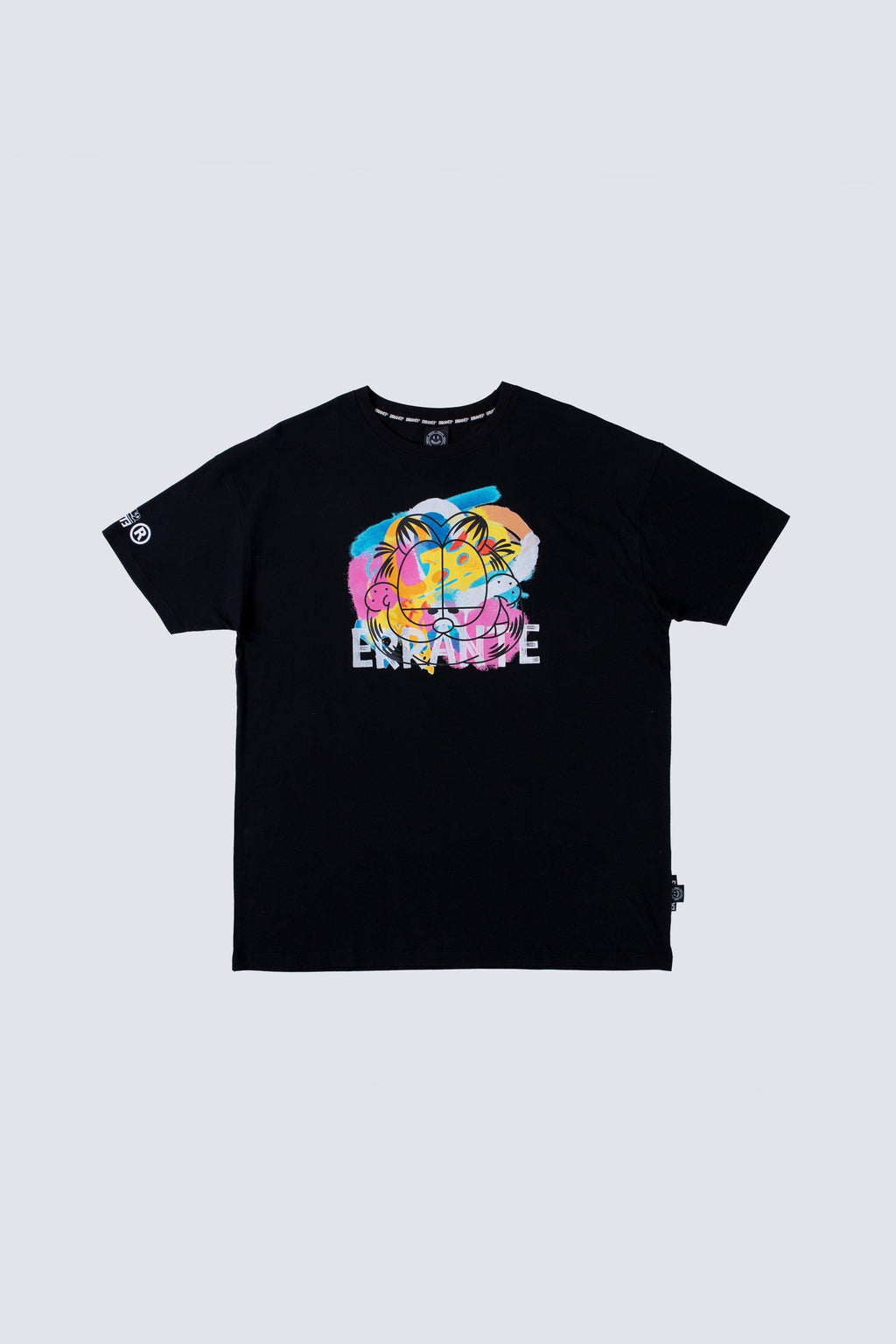 Polera Manga Corta Garfield Rainbow Negro ERRANTE