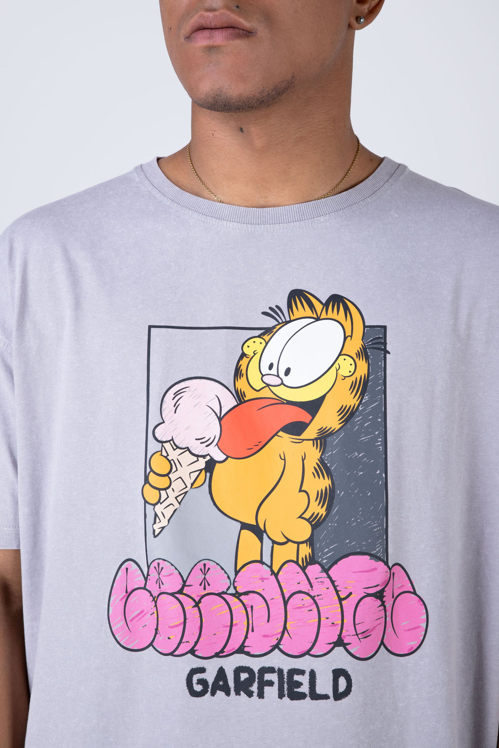 Polera Manga Corta Garfield Icecream Gris ERRANTE