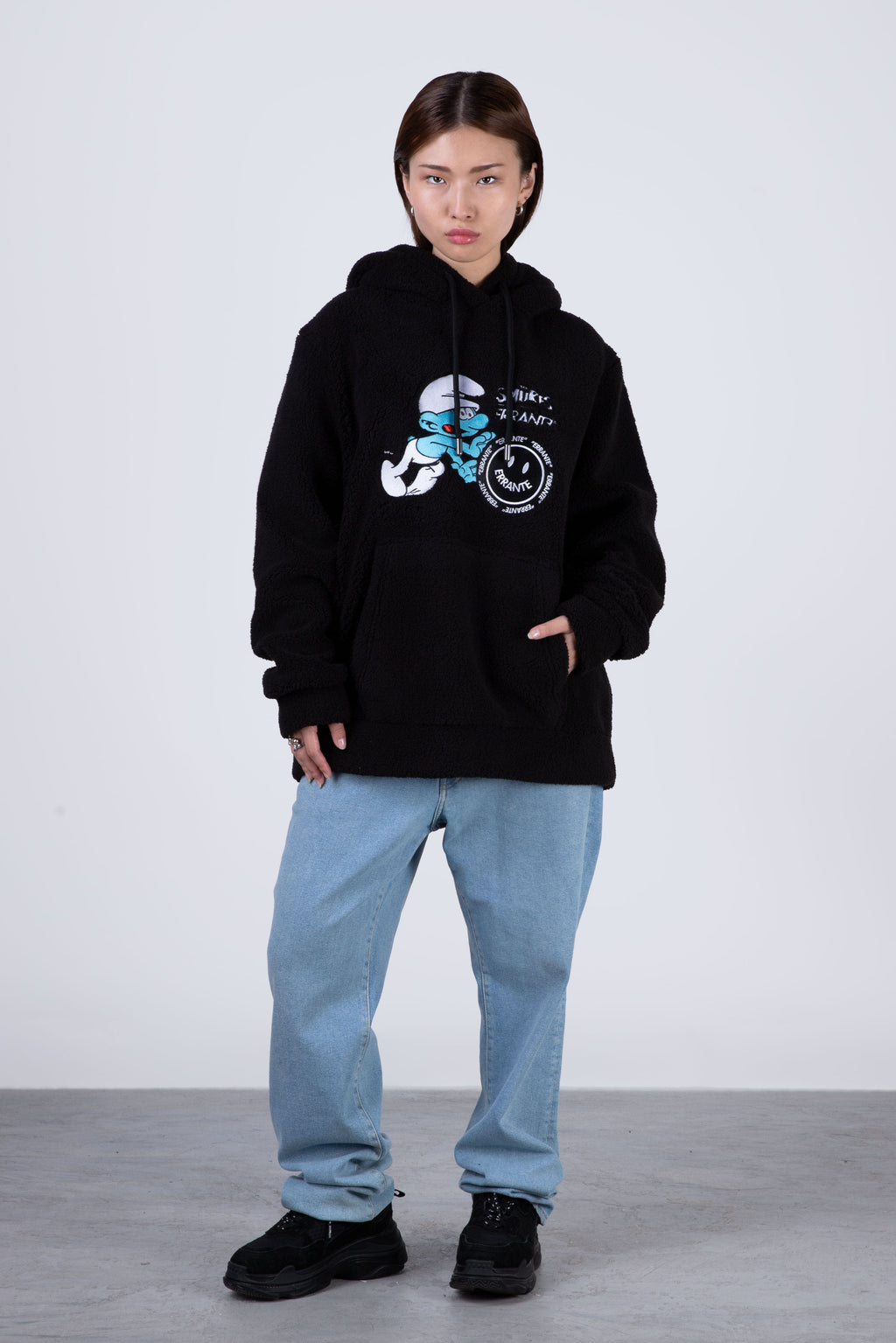 Poleron Polar Hood Pitufos Softchilly Negro ERRANTE
