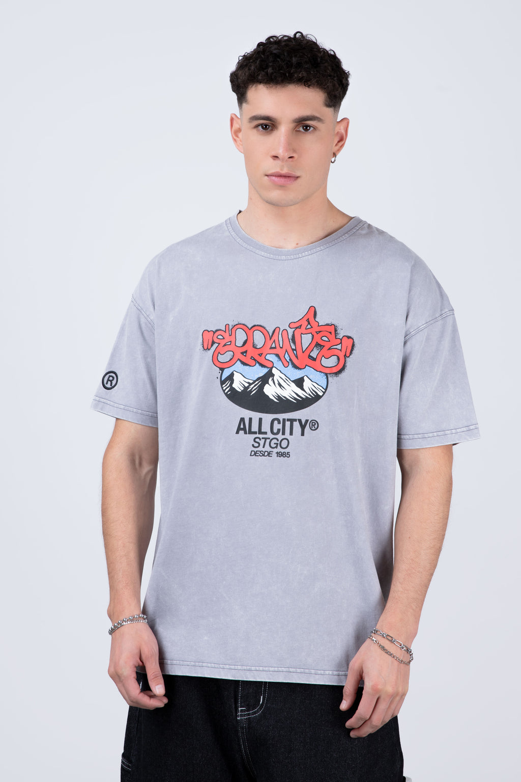Polera Manga Corta Andeshood Gris