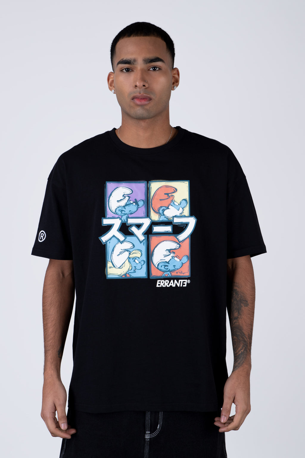 Polera Manga Corta Pitufos 4Smurfs Negro