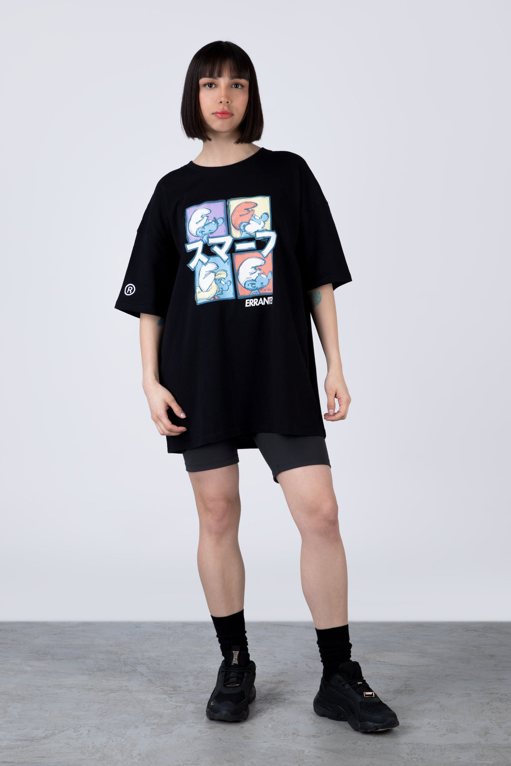 Polera Manga Corta Pitufos 4Smurfs Negro