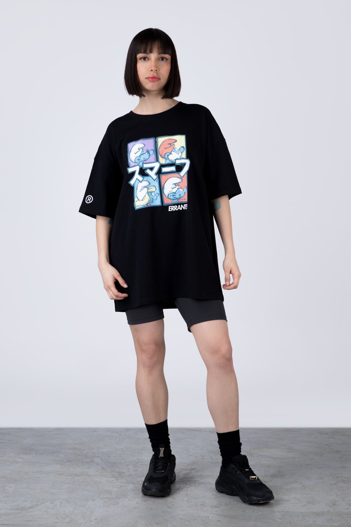 Polera Manga Corta Pitufos 4Smurfs Negro