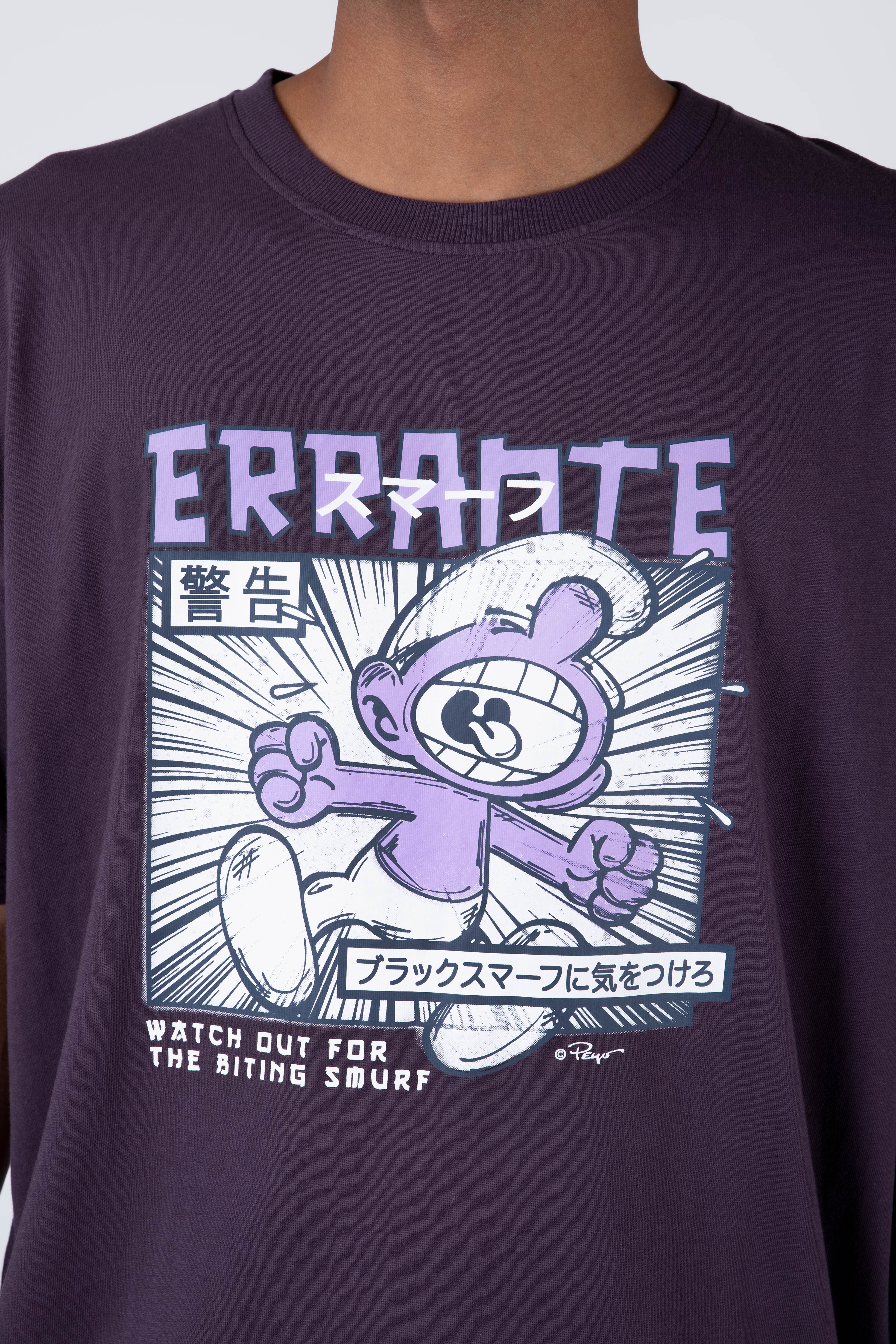 Polera Manga Corta Pitufos Biting Morado