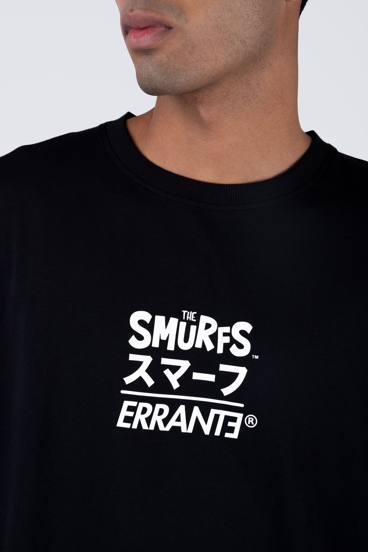 Polera Manga Corta Pitufos Attention Negro