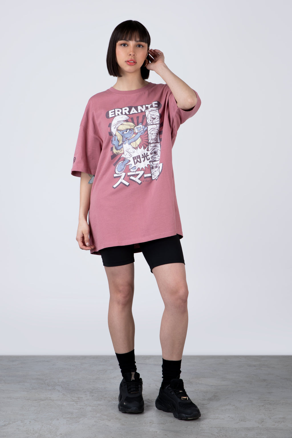 Polera Manga Corta Pitufos Katafette Rosado