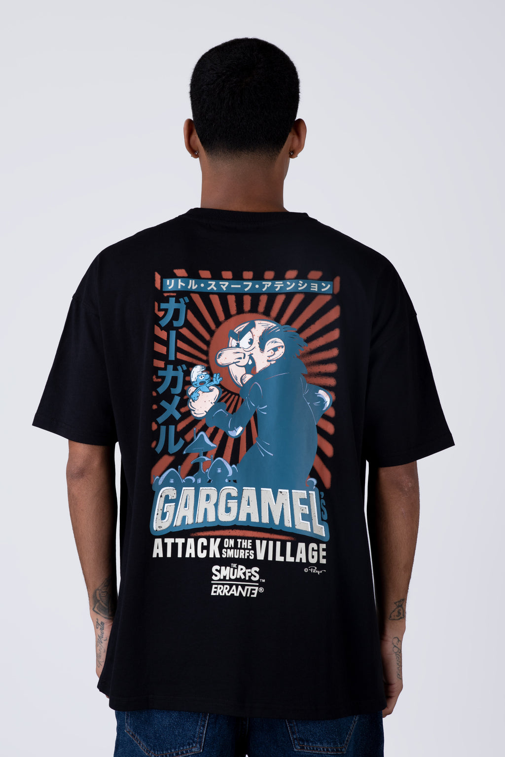 Polera Manga Corta Pitufos Gargattack Negro