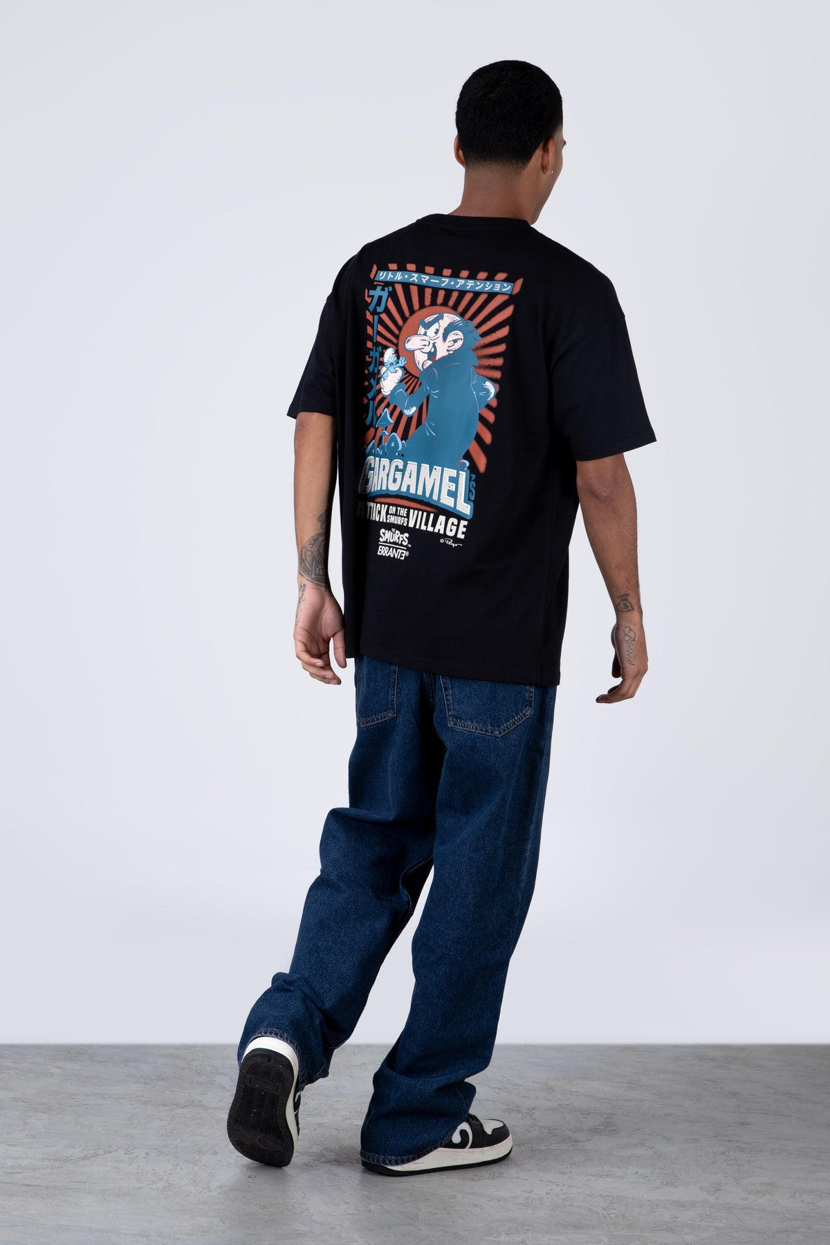 Polera Manga Corta Pitufos Gargattack Negro