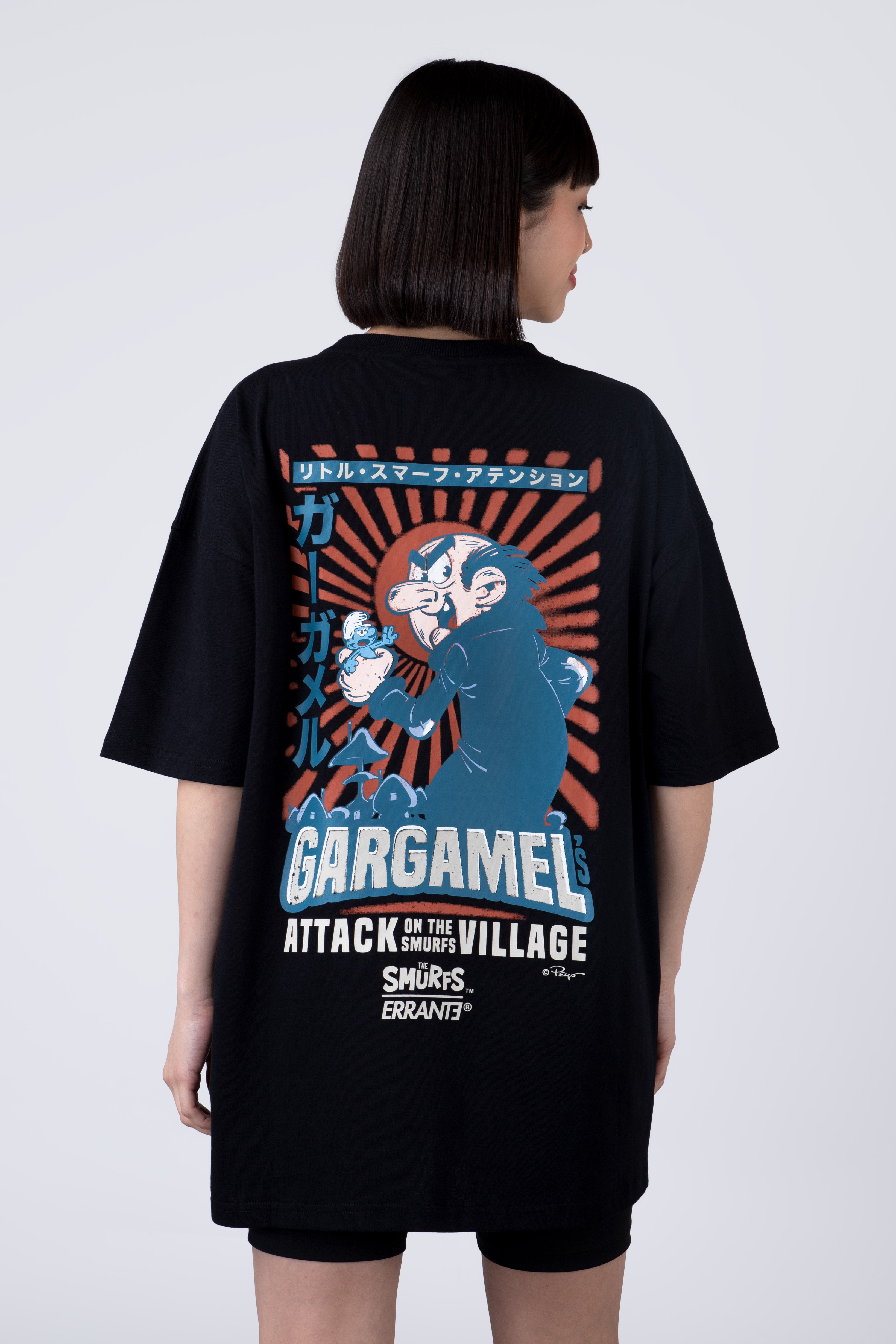 Polera Manga Corta Pitufos Gargattack Negro