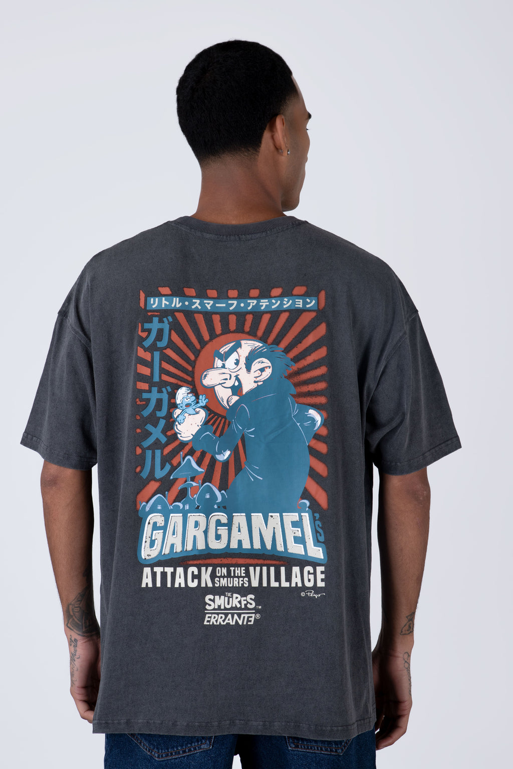 Polera Manga Corta Pitufos Scape Gris