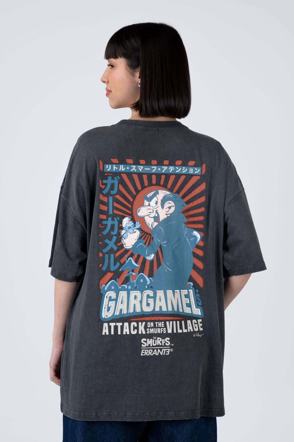 Polera Manga Corta Pitufos Scape Gris